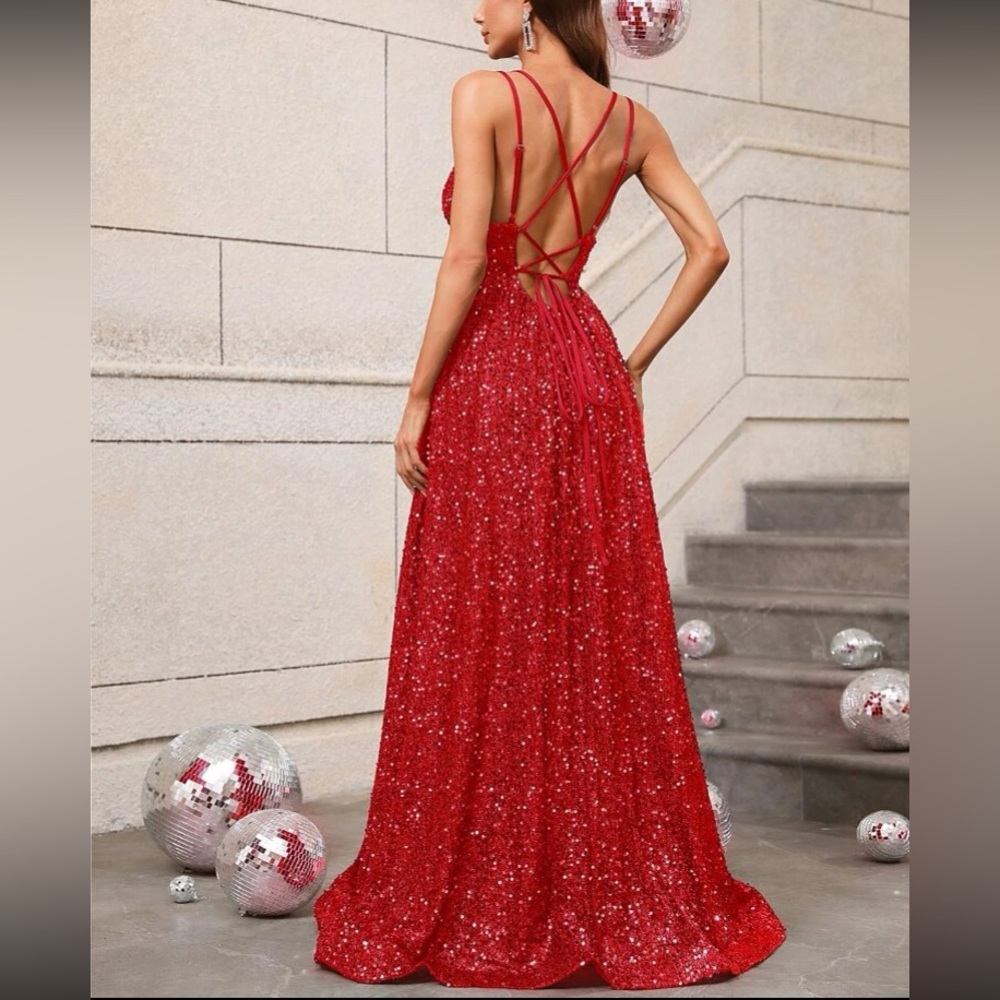 Luxe party formal bridesmaids evening wedding sequins gown dress - Picture 16 of 16